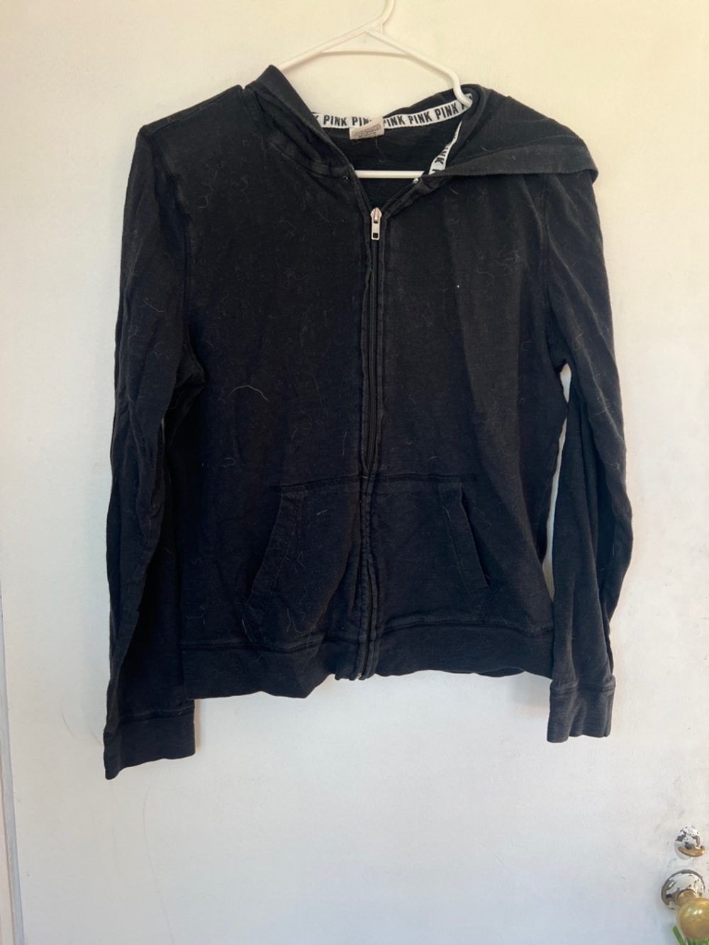 PINK Victoria's Secret Black Full-Zip Hoodie with Hood